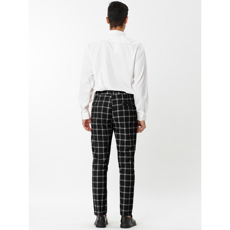 Lars Amadeus Men's Plaid Casual Slim Fit Flat Front Business Checked Dress Trousers, 5 of 7