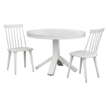 3Pc Montrose 45.25" Round Contemporary Dining Set White - Buylateral