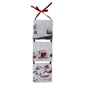 Northlight 15.5" LED Lighted Winter Frost Berry and Candle Christmas Wall Art Decoration - 1 of 1