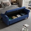 Cecily 63" Button-Tufted Large Storage Ottoman Upholstered Fabric Bench features rolled arms, window seating, and solid wood legs-Maison Boucle - 2 of 4