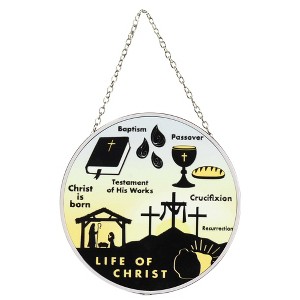 Dicksons Life of Christ Sunrise Silhouette 6 inch Glass Sun Catcher with Suction Cup - 1 of 2