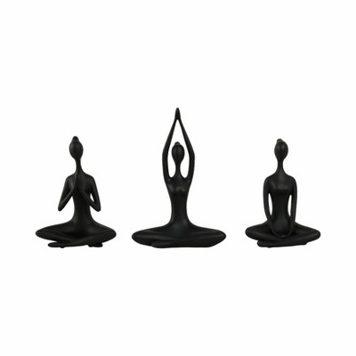 Sagebrook Home Set of 3 Women Yoga Figurines - 10" Yoga Ladies - Polyresin Decorative Yoga Sculpture for Home, Office, Spa