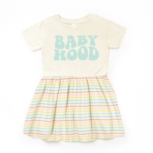 The Juniper Shop Babyhood Wavy Infant Dress - 12M - Natural Stripe - 1 of 4