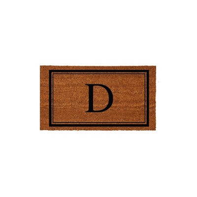 Evergreen Monogram Indoor Outdoor 100% Natural Coir Doormat 28" x 16" |  Letter  "D"