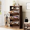 CIPACHO Walnut Shoe Cabinet - Tall Freestanding Entryway Storage with 2 Flip Drawers (Foyer/Hallway Hidden Shoe Organizer) - 3 of 4