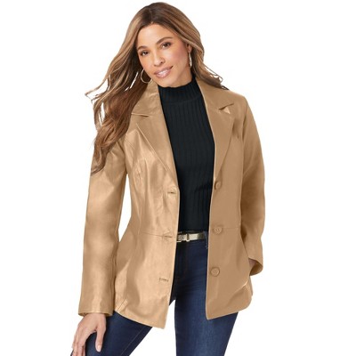 Jessica London Women's Plus Size Leather Blazer