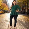 Agnes Orinda Women's Plus Size Pleated Crew Neck 3/4 Sleeve Peplum Dressy Casual Blouses - 3 of 4