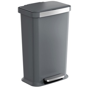 iTouchless SoftStep- 13.2 Gallon / 50 L Step Pedal Kitchen Trash Can with Odor Filter, Durable Dent-Proof Gray Plastic with Stainless Steel Trim - 1 of 4