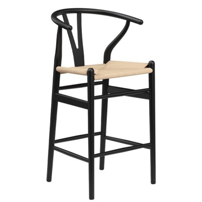 FURNIinspire Dining Chair, Morden Style, Weave Counter Height Bar Stool for Kitchen Island and Dining Room, Beige, 20"*17.5"*39.4"