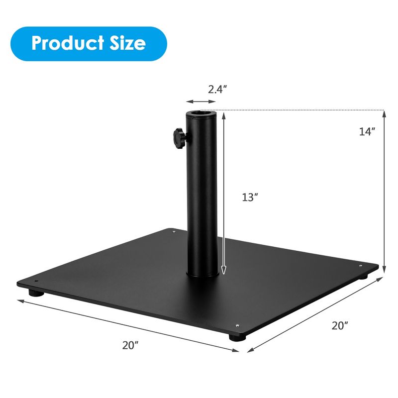 Costway 36LBS Square Umbrella Base Stand Weighted Patio Market Umbrellas Black, 2 of 11