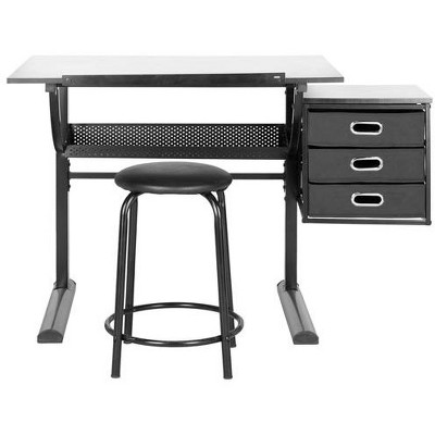 Harvard Drafting Table/Stool Set - FOX2218 - Black/White - Safavieh Couture