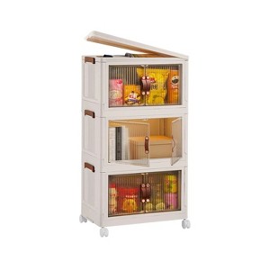 16.14x9.45x9.84in 3Pcs Foldable Storage Bins with Lid Front Magnetic Door Collapsible Stackable Closet Organizer Containers with Wheels - 1 of 4