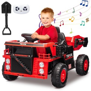 12V Ride On Dump Truck for Kids, Electric Construction Car with Remote, Dump Bed, Shovel, Music Player, Outdoor Toy - 1 of 4
