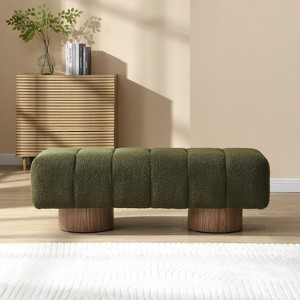 Sapphtopaz Upholstered Ottoman Bench, End of Bed Entryway Bench with Wood Legs Bench for Entryway Bedroom, No-Assembly - 1 of 4