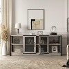 Farmhouse TV Stand , Industrial Entertainment Center With Double Mesh Doors and Storage Cabinet, Rustic Media Console Table for Living Room, Grey - 3 of 4