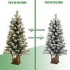 LuxenHome Small Flocked Christmas Tree with Square Planter, 4.1Ft Christmas Tree with Lights and Timer, Battery Operated Off-White - 4 of 4