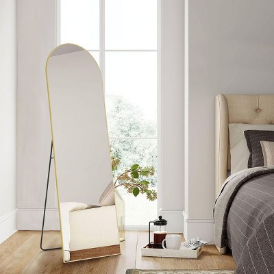 64"X21" Arched Full Length Mirror,Floor Length Arch Mirror,Full Body Mirror Curve Top Floor Mirror,Home Decor Freestanding Mirror-The Pop Home