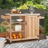 EROMMY Outdoor Kitchen Island - Versatile Solid Wood Movable Patio Table With Stainless Steel Top, Spice Rack, And Towel Holder - 2 of 4