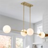 LLHZSY 4-Light Modern Linear Chandelier Cluster Globe Glass Kitchen Island Ligh-W 47 3/5"x D 13 4/5" x H 5 9/10"-Black/Gold - 2 of 4