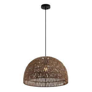 JONATHAN Y Campana Bohemian Modern Woven Rope/Iron LED Pendant - 1 of 4