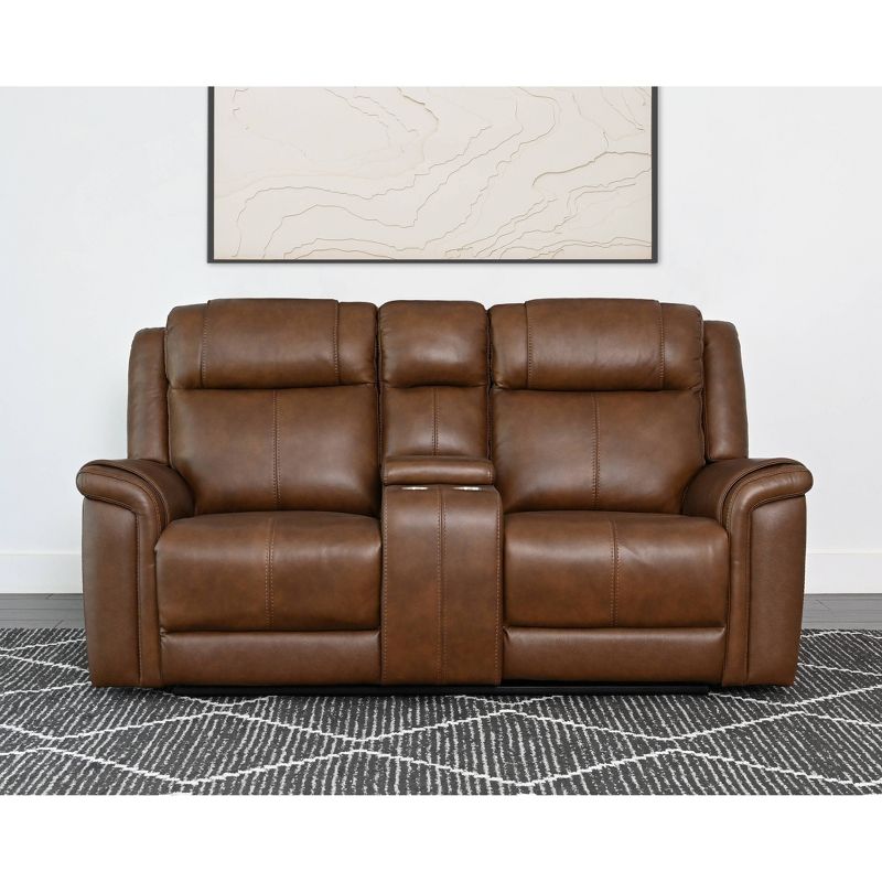 Gilbert Leather Manual Reclining Loveseat Brown - Abbyson Living, 1 of 13