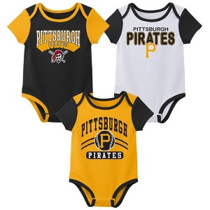 MLB Pittsburgh Pirates Infant Boys' 3pk White Bodysuit - 1 of 4