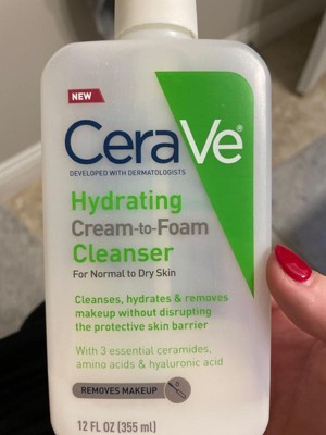 Cerave Face Wash, Hydrating Cream-to-foam Cleanser & Makeup Remover ...
