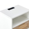 The 15.75" Rattan End table with Power Outlet & USB Ports , Modern nightstand - 3 of 4