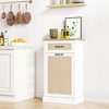 Rattan Trash Cabinet, Tilt Out Trash Cabinet with 10 Gallon Storage, Hidden Pet-Proof Garbage Can Cabinet for Kitchen Dining Living Room, White - 2 of 4