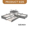 Twin Size Corner Platform Beds, L-Shaped Wooden Beds Frame with Trundle and Drawers Linked with built-in Desk - Leovsnove - 3 of 4