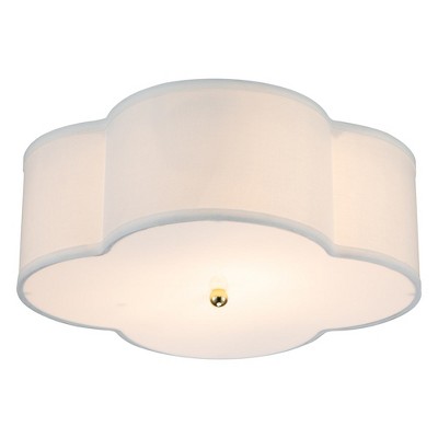 C Cattleya 2-Lights White Linen Flush Mount with Acrylic Diffuser(E26)