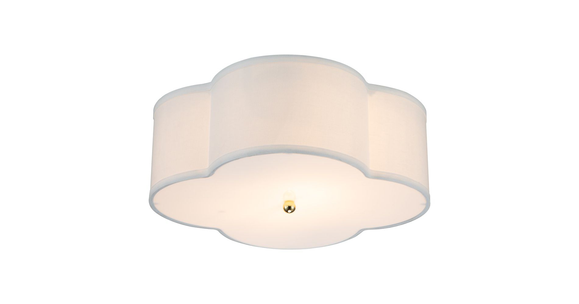 C Cattleya 2-Lights White Linen Flush Mount with Acrylic Diffuser(E26)