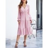 Coolmee Women's Bohemian Dress Casual Long Sleeve V Neck Dress Floral Flowy Maxi Dresses Tiered Cocktail Dress - 3 of 4