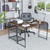 VECELO L Shaped Computer Desk Industrial Corner Gaming Desk with 2-Tier Open Shelf and Storage Pocket Brown - 4 of 4