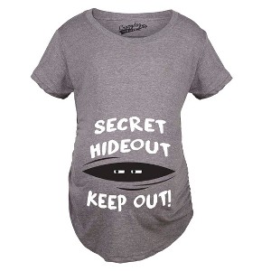 Maternity Secret Hideout Baby Peeking Maternity Shirt Funny Pregnancy Shirts - Crazy Dog Maternity T Shirt - 1 of 4