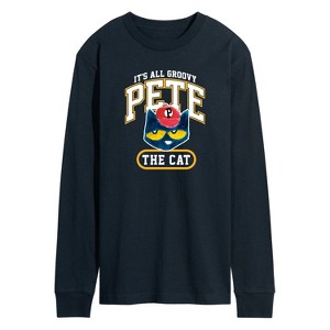 Men's - Pete the Cat - It's All Groovy Collegiate Long Sleeve Graphic T-Shirt - 1 of 4