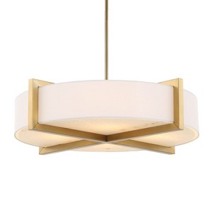Uttermost Ceiling Pendant – Drum Shade in Linen with Industrial Iron Touch - 1 of 4