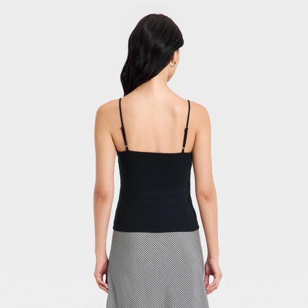 Top de Tirantes de Encaje con Escote en V y Tejido Acanalado Moderno para Mujer - A New Day™ 2
