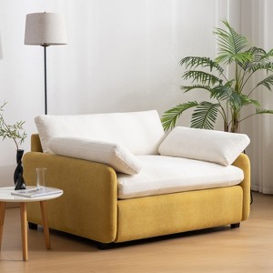 NicBex Oversized Chenille Deep Seat Single Sofa with Back Cushion & Pillows,Color Blocking Futon Couch for Living Room,Bedroom - 1 of 4