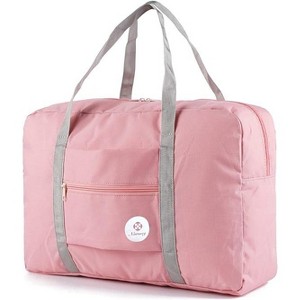 Hachikiko Foldable 25L Travel Duffel Tote, Waterproof Carry On Luggage for Frontier Airlines, Overnight Gym Bag,pink - 1 of 4