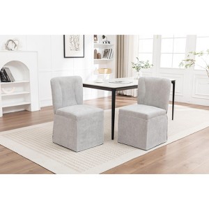 Okak Modern Style Wooden Armless Dining Chairs for Kitchen Dining Room,Upholstered Linen Seating Dining Chair Set of 2 - 1 of 4