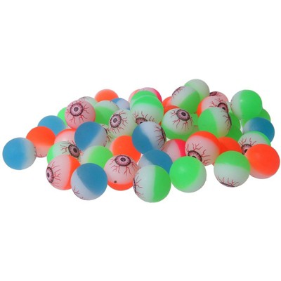 Juvale 60-Count Eyeball Bouncy Balls Halloween Party Favors Supplies, 1.25 inches In Diameter