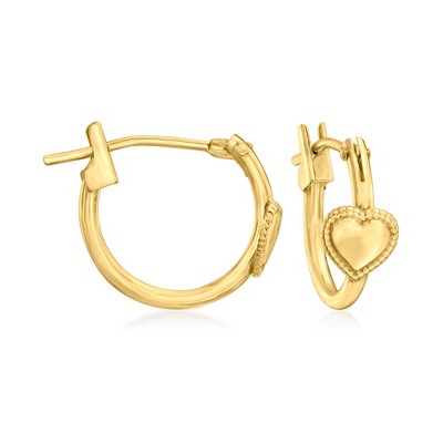 Ross-Simons Child's 14kt Yellow Gold Heart Hoop Earrings