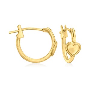 Ross-Simons Child's 14kt Yellow Gold Heart Hoop Earrings - 1 of 2