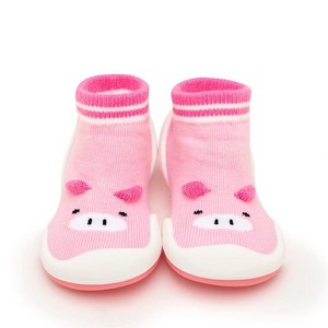 Komuello Baby Girl First Walk Sock Shoes Piglet Pink - 1 of 4