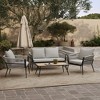 LuxenHome Outdoor Aluminum with PE Rope Loveseat Sofa with Cushions and Coffee Table Set - 4 of 4