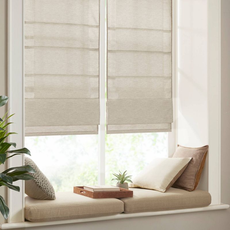 Aberdeen Printed Faux Silk Room Darkening Cordless Roman Blinds and Shade Ivory, 4 of 11