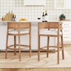 Christopher Knight Home Set of 2 Alaia Contemporary Rubberwood Upholstered with Curved Rattan Back Counter Height Barstools Oak - 2 of 4