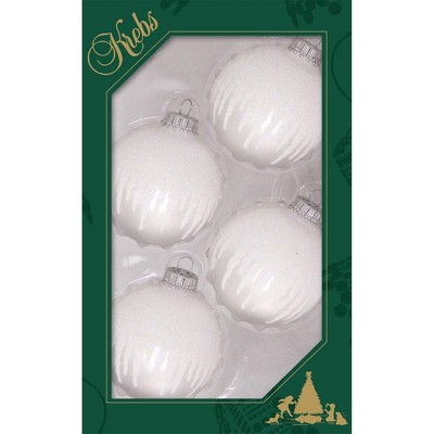 Glass Christmas Tree Ornaments - 67mm/2.63" [4 Pieces] Decorated Balls from Christmas by Krebs Seamless Hanging Holiday Decor