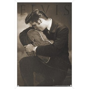 Trends International Elvis Presley - Sepia Guitar Framed Wall Poster Prints - 1 of 4